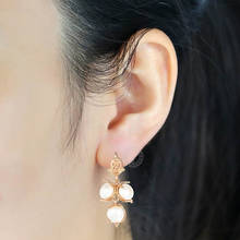 White Pearl Earrings for Women Girls Dangle Earrings Elegant 585 Rose Gold Filled Snap Closure Wedding Jewelry GE110A 2024 - buy cheap