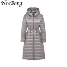NewBang-abrigo largo de plumón para mujer, chaqueta de invierno, Parka con cinturón de cintura, rompevientos cálido con capucha 2024 - compra barato