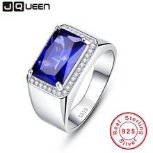 AAA Quality Luxury 7ct Blue Sapphire Ring Solid 925 Sterling Silver Jewelry Emerald Design Fabulous Charm bague anel masculino 2024 - buy cheap