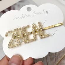 HC015 New Design Fashion 2Real Letter Pearl  Bobby Pin Personality Custom English Letter Hair Pin Women Hot Sale Bangs Clip 2024 - buy cheap