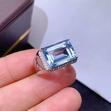 Мужское кольцо из серебра 925 пробы, с натуральным голубым топазом, Размер 10 х14 мм 2024 - купить недорого