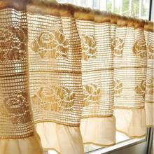 Free shipping pastoral rose cotton frill ruffle coffee curtain cabinet kitchen curtains for living room bedroom 145*45/60/75cm 2024 - buy cheap