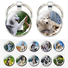 LLavero de perro Husky Siberiano, llavero de cabujón de cristal, llavero de perro, joyería Animal, regalo para amantes de los perros 2024 - compra barato