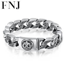 FNJ 20cm Statement Big Bracelet 925 Silver Width 14mm Link Chain Original Pure S925 Silver Bracelets for Men Jewelry Fine 2024 - buy cheap