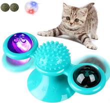 Интерактивная игрушка-ветряная мельница для домашних животных, игрушка для домашних кошек, собак, вращающаяся игрушка-дразнитель, развивающая игрушка со светящимся шариком и Кошачьей Мятой 2024 - купить недорого