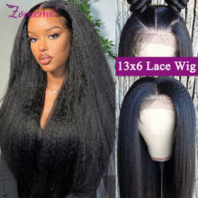 30 Inch 13x6 Kinky Straight Lace Front Wig Human Hair Lace Frontal Wigs For Women 250 Density HD Transparent Lace Frontal Wig 2024 - buy cheap