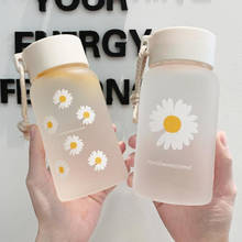 500Ml Small Daisy Creative Transparent Plastic Water Bottles Bpa Free Frosted Water Bottle with Portable Rope Travel Tea Cup 2024 - buy cheap