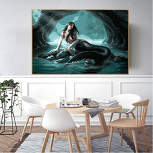 Cuadro de sirena por números sobre lienzo, obra de arte pintada a mano, pintura por número, suministros de arte para decoración del hogar, regalo único, 40x50CM sin marco 2024 - compra barato