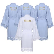 2019 Solid Bride Cotton Kimono Robes with Lace Trim Women Wedding Bridal Robe Bridesmaid Robe Bridesmaid Robes Wedding Clothes 2024 - buy cheap