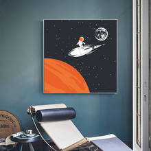 Pintura en lienzo de astronauta, Luna moderna, nave espacial, póster e impresión, imágenes para sala de estar y dormitorio, arte de pared, decoración del hogar 2024 - compra barato