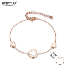 Bobotuu pulseira de aço inoxidável, numeral romano, preto e branco, pulseira de dupla face em ouro rosa, joias de braço bb18185 2024 - compre barato