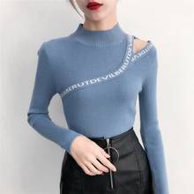 2021 Sexy Fashion Korean Hollow Out Women's Sweater Spring Pullover Female Knit Jumper Blue Lady's Sweater Autumn Pull Femme 2024 - buy cheap