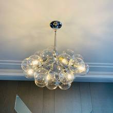 Современная светодиодная люстра в скандинавском стиле, подвесной светильник со стеклянным шариком, украшение для гостиной 2024 - купить недорого
