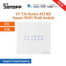 SONOFF-interruptor inteligente de pared T1 para el hogar, dispositivo de pared con WiFi, Compatible con automatización de aplicaciones eWelink, Alexa y Google Home, serie TX 433 RF, 3 entradas 2024 - compra barato