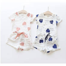 2021  New  Girls  Clothes  Broken  Hole Love Short-Sleeved T-Shirt And Shorts Sets Summer Cool Children's Sets 2024 - buy cheap