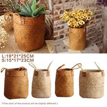 Hand-Woven Fruit Gardening Storage Basket Plant Nordic Flower Vase Potted Foldable Pot With Handle Storage Box Organizer 2024 - buy cheap