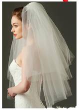 Véus de casamento com pente 2 tamanhos curtos, véu de noiva comprimento, pente de tule, acessório barato para noiva 2024 - compre barato
