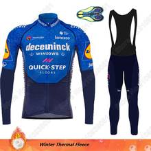 2021 Men Quick Step Cycling Jersey Winter Thermal Fleece Set Cycling Clothing Blue Wolf Hair Road Bike Kit Maillot Ropa Ciclismo 2024 - buy cheap