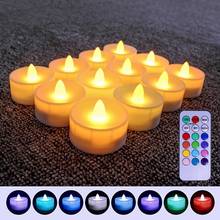 12x 6x Φ5.5cm Electronic Candles Remote Control Tea Light RGB Warm White Flicker LED Night Light Christmas Wedding Party Decors 2024 - buy cheap