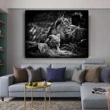 Pintura de tela de animais selvagens, leão preto e branco, áfrica, posteres e impressões, quadros, imagens de arte de parede para sala de estar, decoração de casa 2024 - compre barato