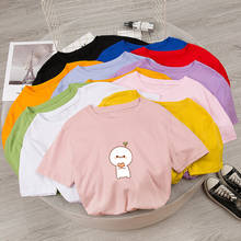 Camisetas de moda de dibujos animados para mujer, remera de algodón con estampado Kawaii de crecimiento de hierba y moño, camiseta informal Harajuku, Tops divertidos para mujer 2024 - compra barato