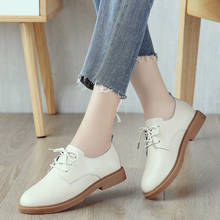 2020 Autumn Spring Women Oxford Shoes Ballerina Flats Shoes Women Genuine Leather Shoes Moccasins Lace Up Loafers White Shoes 2024 - buy cheap