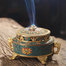 Metal Tibetan Style Incense Burner Incense Stick Holder Painted Enamel Zinc Alloy Coil Aromatherapy Censer Home Office Decor 2024 - buy cheap