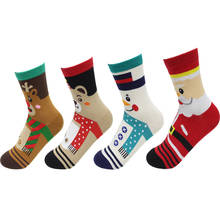 Calcetines de Navidad para mujer, medias coloridas de Año Nuevo, de algodón con animales divertidos, 4 par/lote 2024 - compra barato