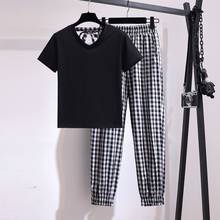 Комплект пижамный Женский, хлопковый, однотонный, с длинными штанами 2024 - купить недорого