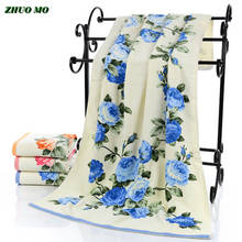 ZHUO MO-Toalla de baño con flores de peonía para mujer, toallas textiles de algodón para el hogar, de felpa de 70x140cm para adultos 2024 - compra barato