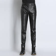 Men's Genuine Leather Pants Real Leather Sheepskin Motorcycle Vintage Classic Male Trousers Black Business Pants Plus Size 2024 - buy cheap