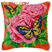 Latch Hook Cushion Poppy Rose Orchid Pillow Case Crochet Hobby & Crafts DIY Yarn for Embroidery Cushion Cover Sofa Bed Pillow 2024 - buy cheap