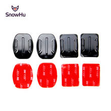 Snowhu para 8 pçs plana curvo adesivo montar acessórios capacete para gopro hero 9 8 7 6 5 4 3 yi 4k sj4000 sj5000 kit câmera gp10 2024 - compre barato