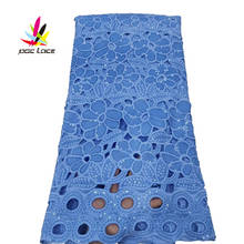 Тюль с блестками, французская кружевная ткань, шифоновая синяя цветная вышивка, листья, цветочный узор, Африканский нигерийский новейший дизайн 2024 - купить недорого