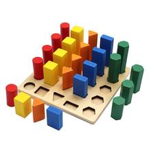 Brinquedo de madeira para crianças, blocos geométricos de madeira coloridos que combinam com jogo educacional para crianças, brinquedo de inteligência para desenvolvimento 2024 - compre barato