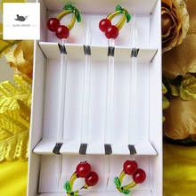 4pcs Handmade miniature glass Cherry Ornaments Decorative glass Dessert Fruit Forks festival Party Tableware Clean bread mark 2024 - buy cheap