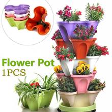 1PC Stackable Plastic Flower Pot Planter Plant Vase Holder Nursery Pots 5 Colors Home Garden Balcony Decoration 2024 - buy cheap