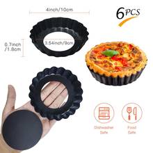 6 pcs não-vara tart quiche flan pan molde torta bolo de pizza molde removível fundo solto redondo torta de ovo tartlet bakeware ferramentas 2024 - compre barato