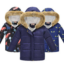 Russia Winter Jacket Kids Boys Cartoon Print Long Coats Warm Thick Jackets Children Outerwear Coat Baby Boy New Year Clothes 2024 - buy cheap