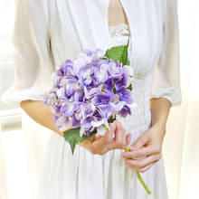 Flores artificiales de hortensia de seda, ramo de novia, decoración de boda, fiesta en casa, flores de plástico, arreglo de plantas, suministros de corona 2024 - compra barato