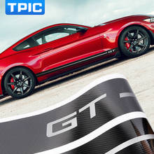 TPIC Carbon Fiber Car Wrap Stickers GT Logo Car Side Stripe Racing Sport Car Body Stickers and Decals For Ford Mustang 2009-2019 2024 - buy cheap