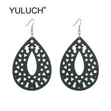 YULUCH Ethnic Hollow Natural Wooden Water Drop Earrings Fashion Jewelry 2019 African Style Long Dangle Earrings For Women Party 2024 - buy cheap