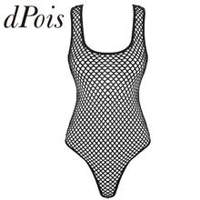 Sexy Womens One-piece Hollow Out Fishnet Deep U Neck Sleeveless High Cut Thong Leotard Bodysuit Female Hot One Piece Clubwear 2024 - buy cheap