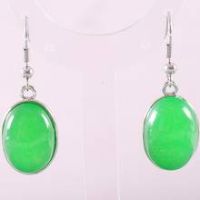 Natural Stone Dangle Earrings For Women Green Jades Oval Beads Stainless Steel Earrings 1Pair U447 2024 - buy cheap