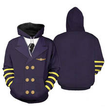 Cosplay Airline Pilot Costume 3D Full Printed Jacket MenWomen Hip Hop Boys Hoody Casual Streetwear Sweatshirts Punk Clothes Tops 2024 - buy cheap