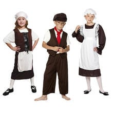 Medieval Maid Dress Girls Cosplay Victorian Poor Boy Urchin Children School Book Week Fancy Dress Halloween Costume For Kids 2024 - buy cheap