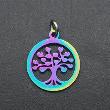 5pcs/lot 100% Stainless Steel Rainbow Wish Tree DIY Charm Pendant Wholesale Top Quality Jewelry Necklace Charms OEM Order 2024 - buy cheap