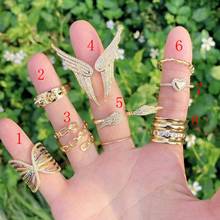 5Pcs Chic wing heart star shaped ring top quality gold plating ring crystal pave rings jewelry for gifts 2024 - buy cheap