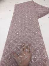 Nigeria Mesh Lace Fabric Africa Handmade Beaded Lace Fabric High Quality French Tulle Lace Fabric Bride D4537 2024 - buy cheap