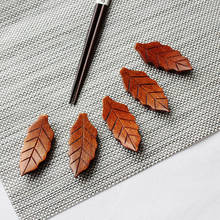 5PCS Leaf Shape Wooden Chopsticks Holder Knife Spoon Rest Stand Fork Rack Frame Art Craft Dinner Tableware Kitchen Accessories 2024 - buy cheap